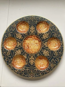 Glass Seder Plate With Integral Bowls - Picture 1 of 4