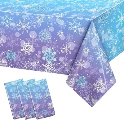 3 PIEZAS Mantel Congelado Invierno Decoraciones, Azul 220x130cm, y Púrpura  Foto 1 de 4