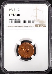 1961 Proof Lincoln Cent certified PF 67 RD by NGC! sku 64023 - Picture 1 of 4