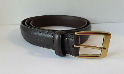 COLE HAAN Men's A3779 Brown Pebbled Leather Brass Buckle Dress Belt Size 36 • 24€