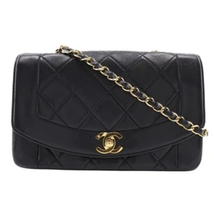 CHANEL A01164 Matelasse vintage Diana 22 ChainShoulder Shoulder Bag black ... - Picture 1 of 12