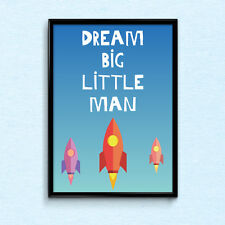 Dream BIG Little Man, Rocket Nursery Wall Art, Baby Poster, Baby Gift, A0 A1 A2+