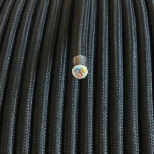 Textilkabel, Textilfaser umflochten Leitung,rund,schwarz 3x0,75 H03VV