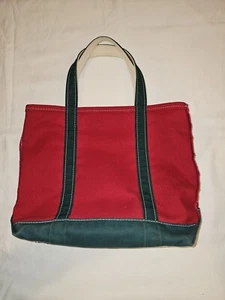 Vintage LL Bean Boat And Tote Red And Green Canvas Bag - Picture 1 of 5