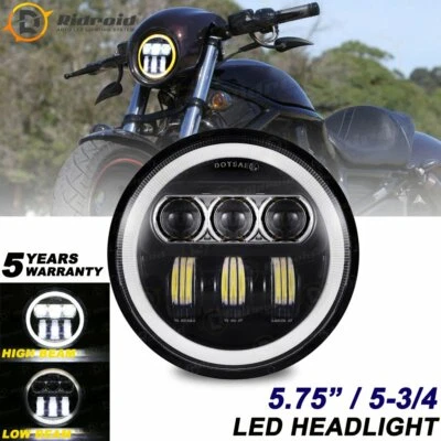 Faro LED 5,75" 5-3/4"" 80W haz alto bajo DRL apto para motocicleta Harley Foto 1 de 4