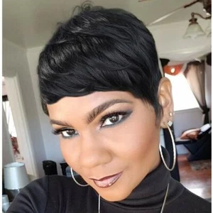 Pixie Cut Human Hair Wigs for Women Natural Looking Short Hair Wigs Full Machine - Picture 1 of 11