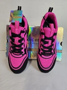 Skechers Women’s Uno 2 Bright One Sneakers, Black/Hot Pink - Picture 1 of 22