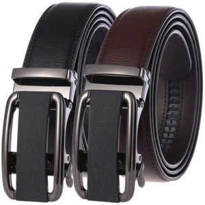 Trend Men's Cowskin Leather Belt Automatic Buckle Belt Ratchet Strap Gift Jeans - Bild 1 von 7