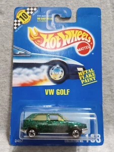 Hot Wheels 1992 VW Golf #183 blue card green chrome base - Picture 1 of 2