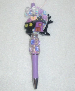 HP14 Handmade 6" Purple Halloween Theme Crystal Moon Twist Ballpoint Ink Pen NEW - Picture 1 of 6