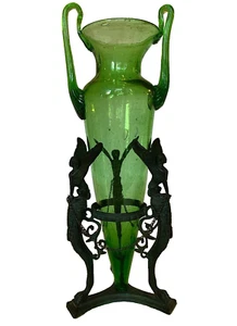 Grand Tour Bronze Tripod Stand & Glass Vase c. 1880-1890 Georgio Sommer Foundry - Picture 1 of 15