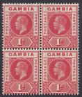 Gambia 1921-22 Sg109 1D Carmine Red Mnh Block Of Four Broken Value Frame Variety