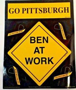Pittsburgh Steelers Ben @ Work Sign Go Ribbon Magnet Roethlisberger Refrigerator - Picture 1 of 1