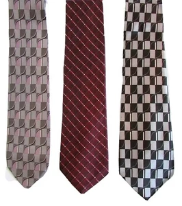 3 x Ties Hand Finished 100% Silk Silver Burgundy Black - Picture 1 of 4