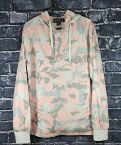 Pullover cortavientos con capucha de nailon camuflado rosa G-Net para hombre talla grande - Imagen 1 de 12