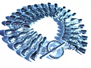 breites Armband 20 cm mit Knebelschluß silber NEU + TOP - Bild 1 von 2