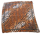 ADOLF 100% Silk Scarves: Tiger/animal Print Black & Brown Approximate size 34"