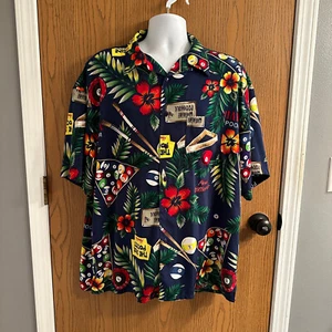 Box Office Shirt XXL 2XL Floral Hawaiian Pool Room Billiards Short Sleeves - Picture 1 of 8