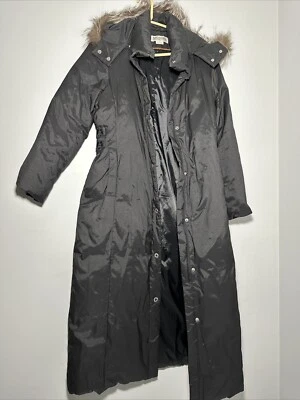 Casaco Parka Feminino Michael Kors Longo Tamanho M Preto Pele Sintética Capuz Removível - Imagem 1 de 4