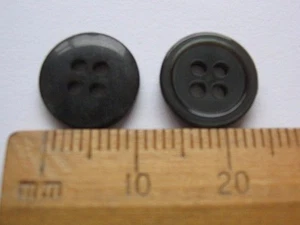 10 pack small Smoke Grey round plastic Buttons 11mm 4 hole British made lovely! - Picture 1 of 3