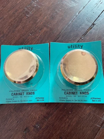 VTG Lot Of 2 Mid Century Style House Concave Polished Brass Knob Pull 2” Cover