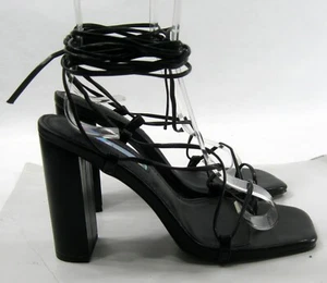 new LILIANA Black  4.5"Block Heel Open Toe Lace Up  Shoes WOMEN Size 7 - Picture 1 of 5