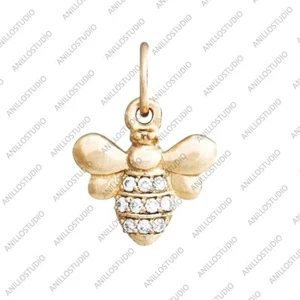 Natural Pave Diamond Honey Bee Charm Pendant, 14k Yellow Gold Charm For Necklace - Picture 1 of 2