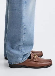 Zara Hombre MOCASINES DE CUERO CON APLIQUES 59,99 GBP Talla 10 UK 44 EU - Imagen 1 de 9