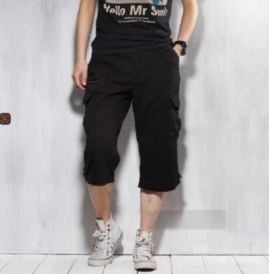 Pantalones Cortos de Trabajo para Hombres Combate Carga Multi Bolsillos Cremallera Informales Verano Algodón Medio Pantalones Foto 1 de 4