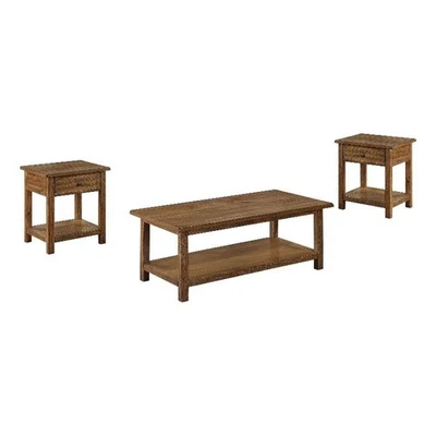 Juego de mesa de centro y auxiliar de madera Coaster Payne de 3 piezas con 1 cajón en marrón Foto 1 de 4