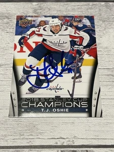 TJ Oshie Signed Card UPPER DECK Stanley Cup Champions Capitals JSA COA IP Auto a - Picture 1 of 3