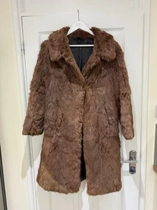 Vintage langer brauner Kunstfellmantel - 8-10 - Bild 1 von 18