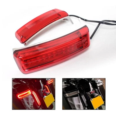 2x Red LED Saddlebag Brake Turn Signal Lights For Harley Touring Electra Glide - Image 1 of 4