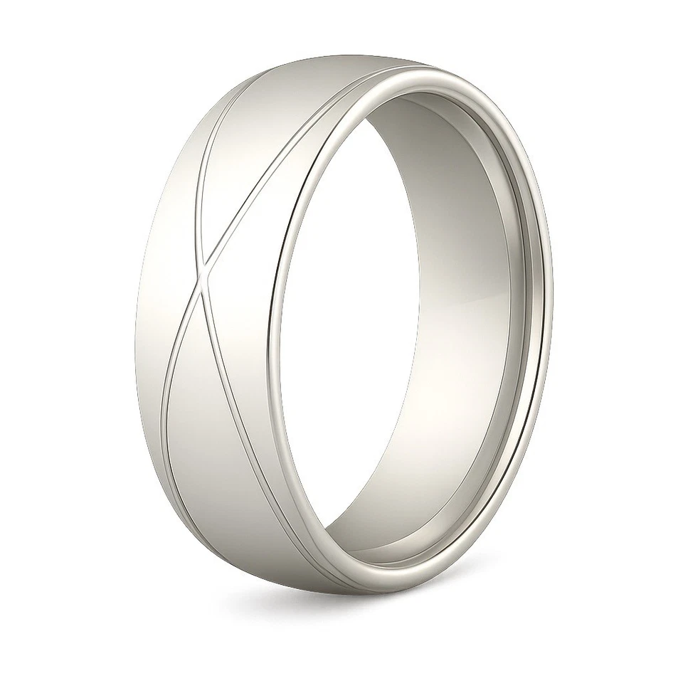 Engagement Wedding Anniversary Stainless Steel Women Rhodium Plated Band Ring - Image 1 of 1