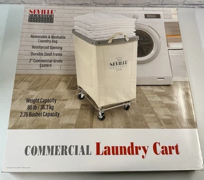 *BRAND NEW* Seville Classics Commercial Heavy Duty Canvas Laundry Cart - Image 1 of 2