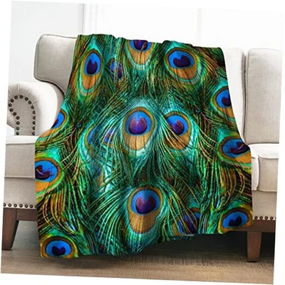  Peacock Feathers Blanket Gifts for Girls Women Men Decor for 50"x60" Peacock 4 - Image 1 of 4