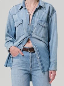 NWOT Citizens of Humanity $248 Rancher Kayla Oversized Denim Shirt Blue Size XS - Bild 1 von 14