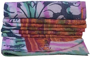 Indien Vintage Throw Bedspread Reversible Colorful Tye Dye Kantha Quilt Blanket - Picture 1 of 5