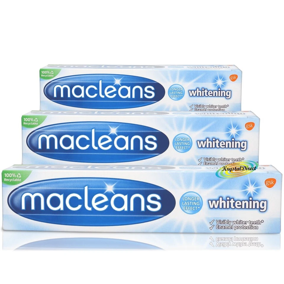 3x Macleans Whitening Fluoride Toothpaste 100ml Enamel Protection