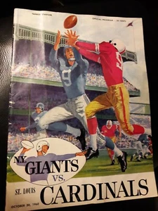 October 30 1960 NFL Program St. Louis Cardinals at New York Giants , G Condition - Picture 1 of 5
