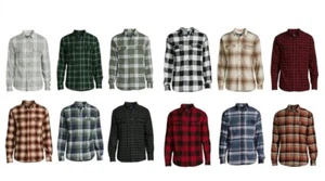 George Men's Pick Color Relaxed Fit Button-up Long Sleeve Flannel Shirts: S-3XLT