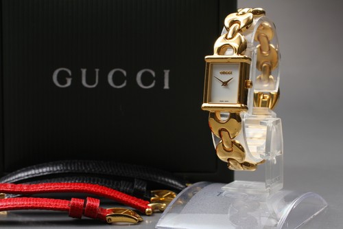 [Ecc+5 Scatola] Orologio Donna Vintage Gucci 1800L 3 Cambio Cinture Oro Bianco Quarzo