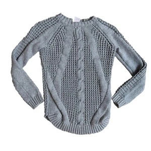Tahari Girl's Large L (14) Long Sleeve Chunky Cable Knit Sweater Silver & Gray - Picture 1 of 8