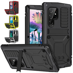 Shockproof Metal Cover Stand Armor Screen Case For Samsung S23+ Ultra S22+ S21