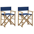 Folding Director's Chairs 2 pcs Blue Bamboo and Fabric D2A1