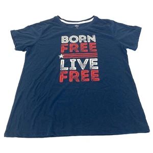 Camiseta Born Free Live Free Para Hombre Azul Patriótica Estilo Bandera EE. UU. Talla Grande - Imagen 1 de 6