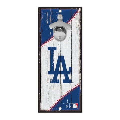 Los Angeles Dodgers 5"x11" Bottle Opener Wood Sign [NEW] Wall Plaque Mount Bar Cover