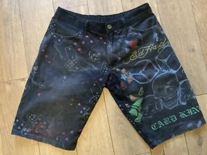 Ed Hardy Summer Tattoo Wear Shorts Card King Waist Size 30-31 - Picture 1 of 21
