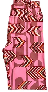 Lularoe One Size 2-12 Leggings Pink Rainbow Multicolor Arrows Geometric Barbie - Picture 1 of 2