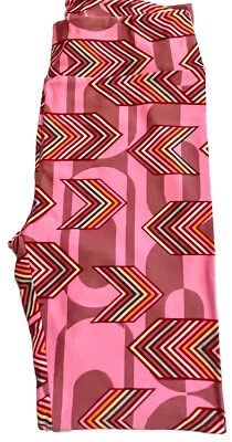 Lularoe One Size 2-12 Leggings Pink Rainbow Multicolor Arrows Geometric Barbie - Image 1 of 2